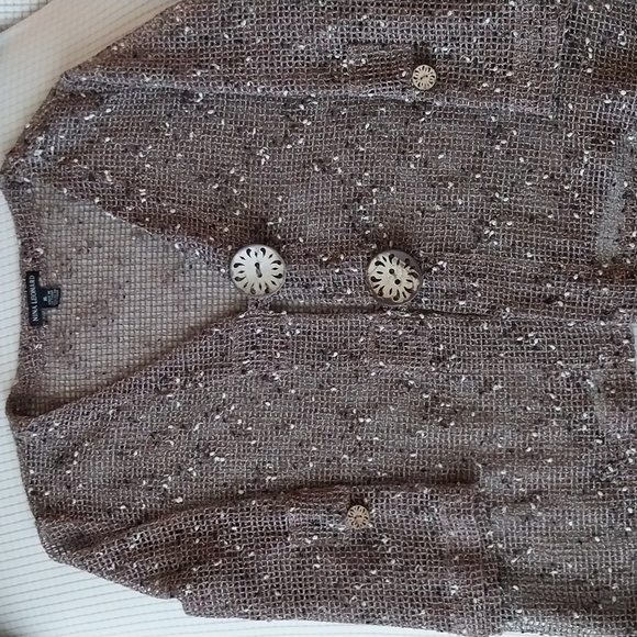 Nina Leonard  Button  Fish Knit Cardigan Moca - Picture 2 of 5